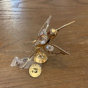 Elegant Gold Hummingbird with Crystal Accents